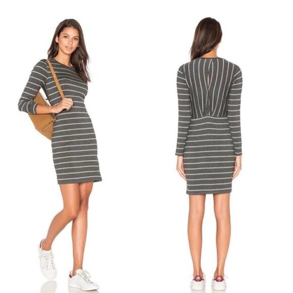 cupcakes & cashmere Dresses & Skirts - Cupcakes & Cashmere Stripe Malbec Heather Gray Mini Dress Size L